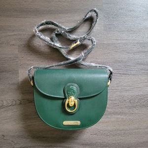 Polo Ralph Lauren Vintage Hunter Green Leather Saddle Crossbody Bag